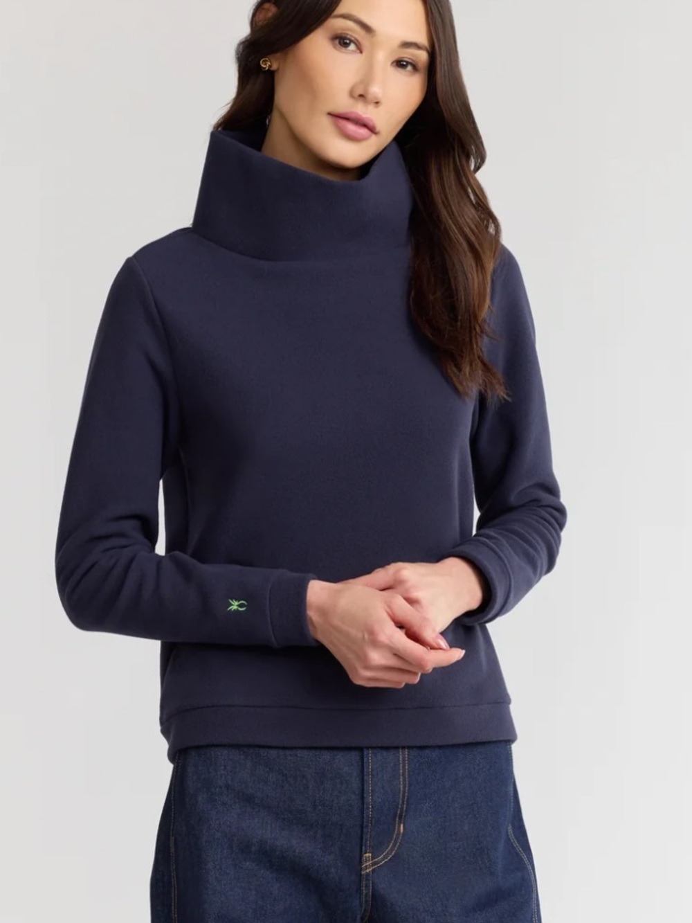 Dudley Stephens Park Slope Turtleneck in Vello Fleece Navy Sz XS